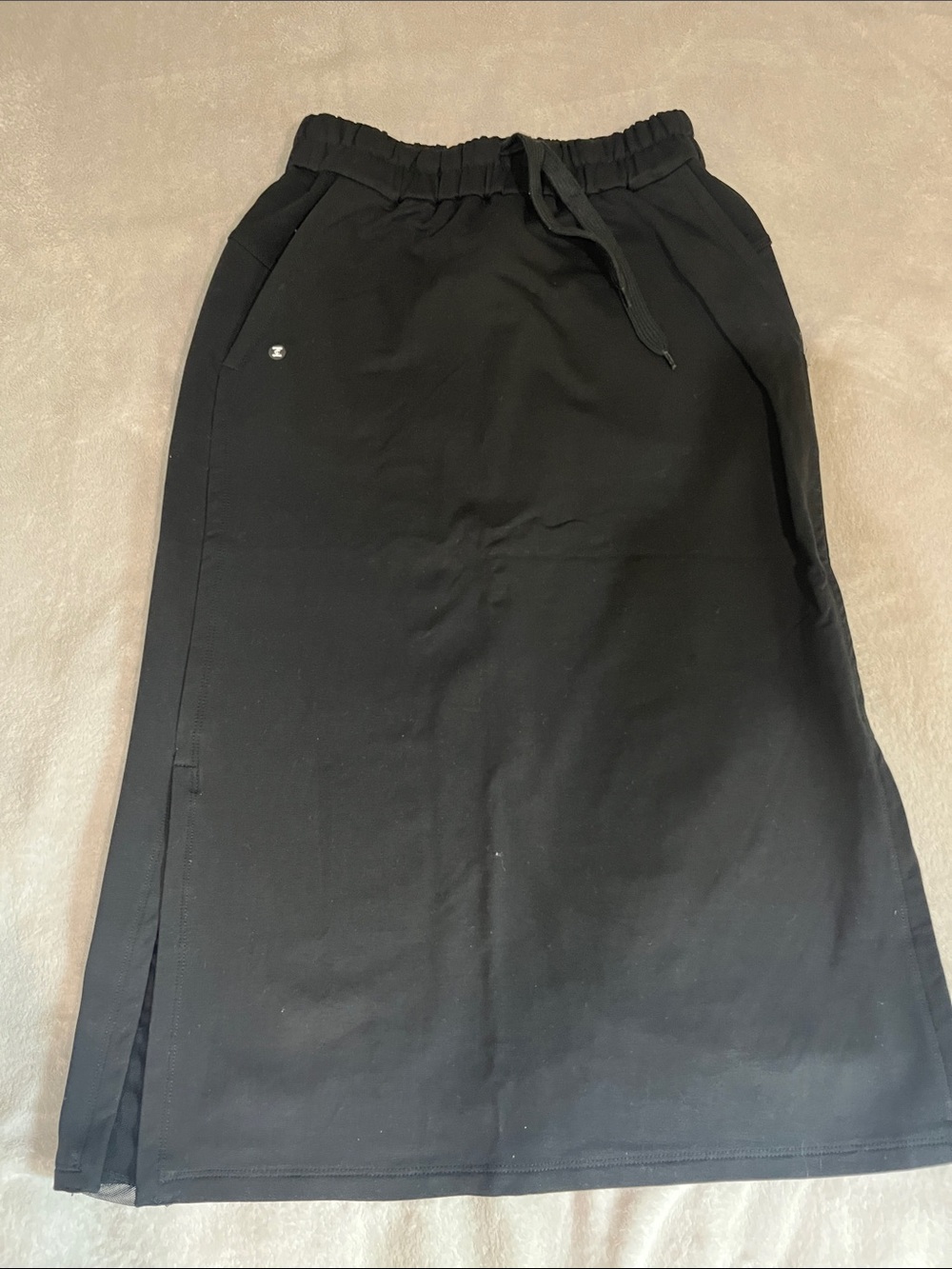Women’s Black Midi Skirt with Drawstring Waist